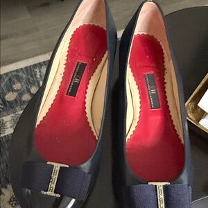 Carolina Herrera Black Flats with Red Accents